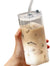 1Pc Transparent Square Glass Cup with Lid and Straw – Heat Resistant Mug for Coffee, Milk Tea & Juice