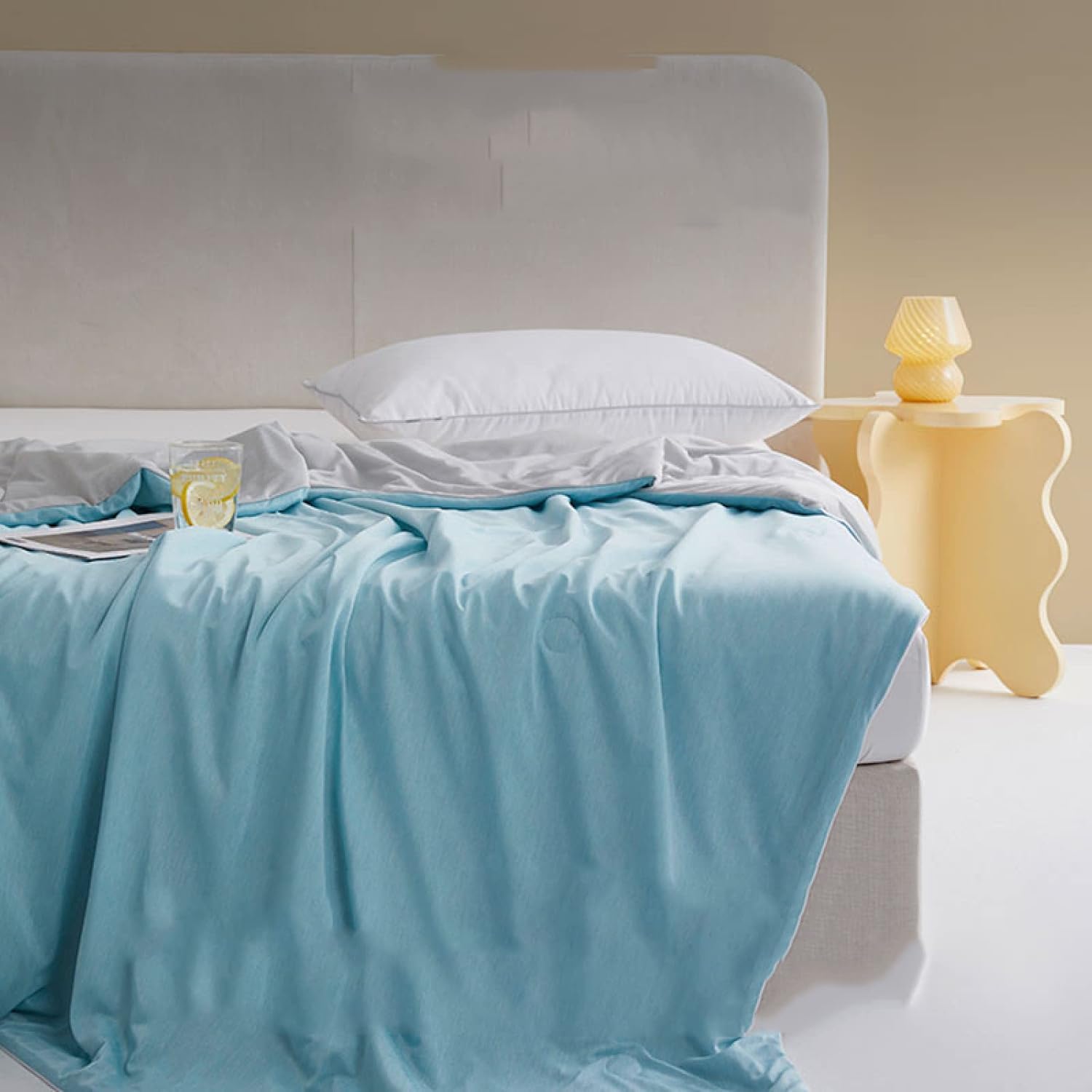 Ice Silk Cooling Blanket – Lightweight Summer Comforter, Soft & Breathable Cold Quilt, Twin/King Size, Pure Color