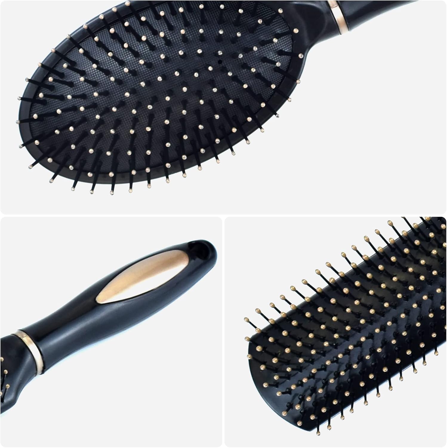 3 Pack Anti-Static Detangling Hair Brushes – Oval, Round & Vent Paddle Comb Set for Wet & Dry Hair – Massage & Shine for Women, Men & Kids