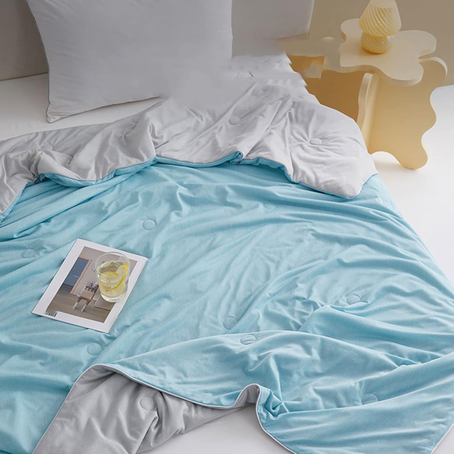 Ice Silk Cooling Blanket – Lightweight Summer Comforter, Soft & Breathable Cold Quilt, Twin/King Size, Pure Color