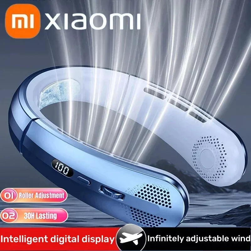 Xiaomi Wearable Neck Fan 8000mAh – Bladeless Air Cooler, LED Screen, Quiet & Rechargeable