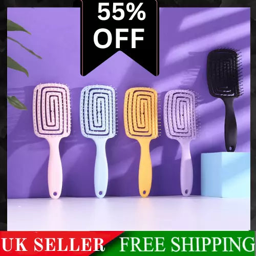 Square Hollow Scalp Massage Comb – Quick Blow Dry Hair Styling Tool, Meridian Stimulating Hairbrush for Household Use