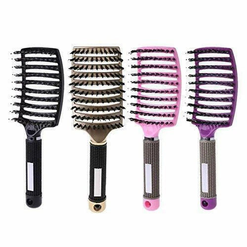 Boar Bristle & Nylon Hair Brush – Detangling Scalp Massage Comb for Women with Wet or Curly Hair – Salon Hairdressing & Styling Tool