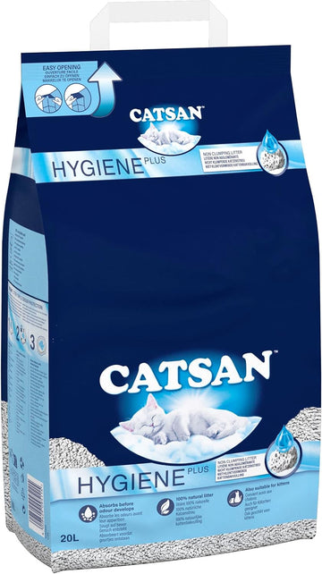 CATSAN - Plus Non-Clumping Adult Cat Litter and Kitten Litter - 20L - 100% Natural and Absorbent